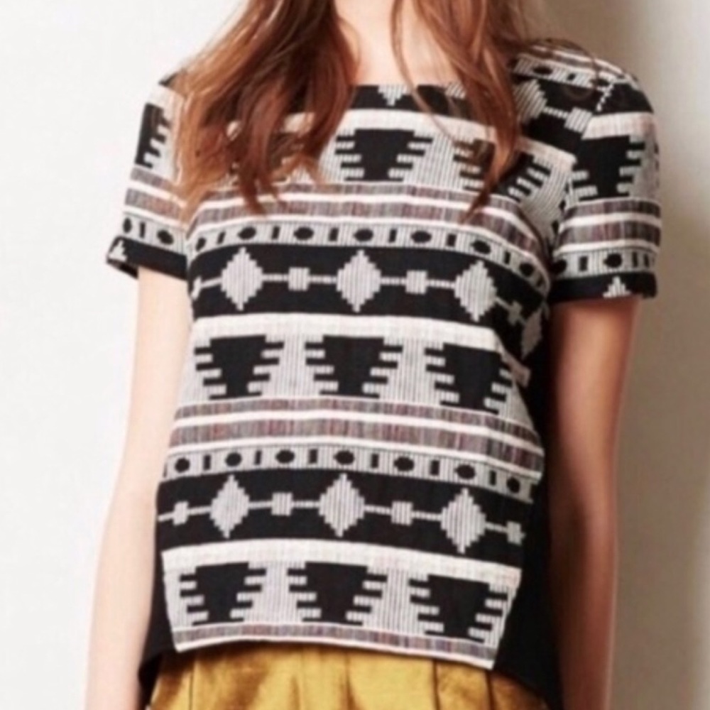 Anthro Sunday in Brooklyn Geo Embroidered Boho Top - Picture 1 of 6